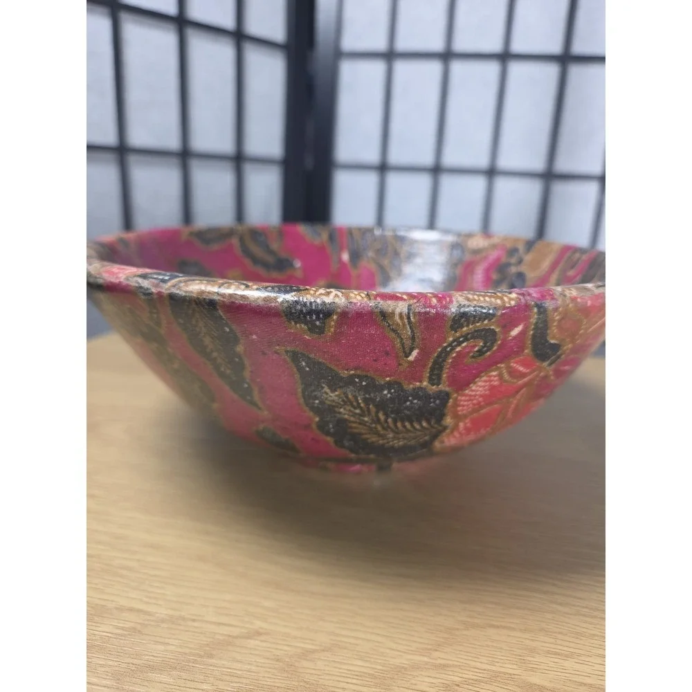 Multicolor Hand Painted Floral‎ Design Ceramic Bowl Made in Indonesia 3.75
